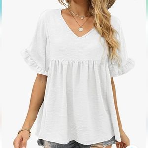 Womens white peplum top XXL